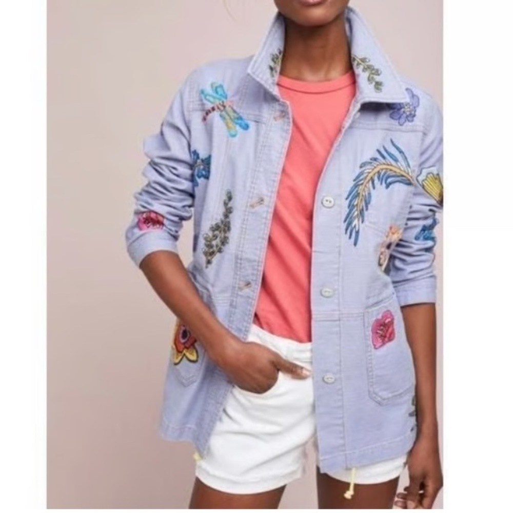 Anthropologie Embroidered Patch Jacket Sz S - NWOT